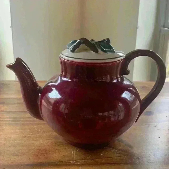 Vintage Red Wing Pottery Maroon Normandy Tea Pot - Picture 1 of 16